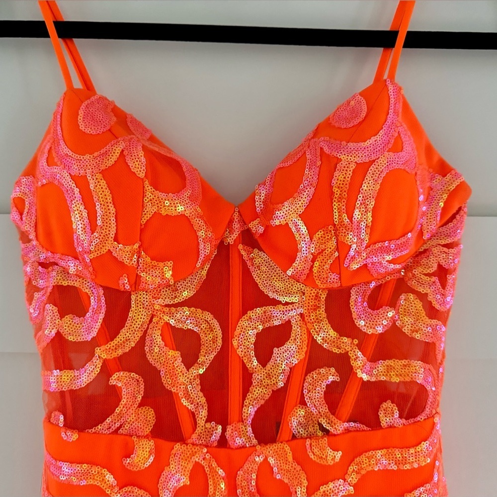 Blondie Nites Radiant Orange Dress - Picture 3 of 6